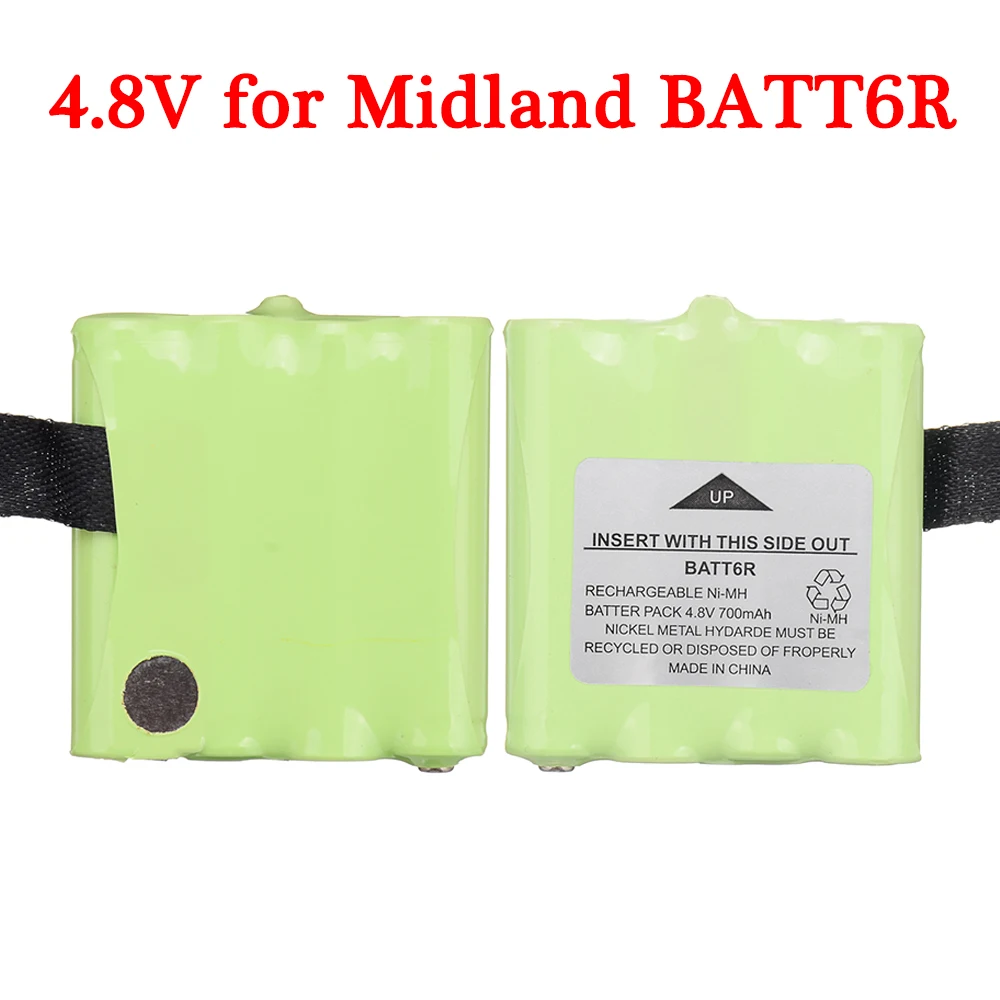 2pcs 4.8V 700MAH NI-MH Rechargeable Battery Pack for Midland BATT6R BATT-6R 2 Way Radio spare parts | Электроника