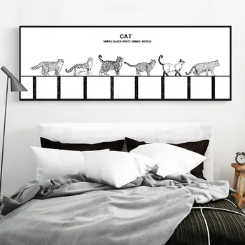 

Painting Canvas Poster Wall Nordic Art Style Print Modern Black White Animal Cute Kitten Living Room Home Decoration Framework