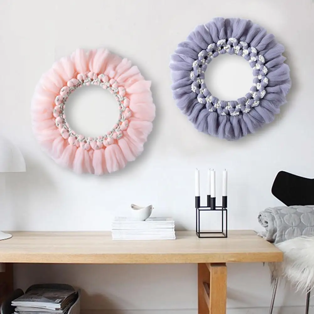 

Macrame Wall Hanging Hand-woven Cotton Rope Round Flower Macrame Bohemia Wreath Room Decoration Wall Macrame Makramee