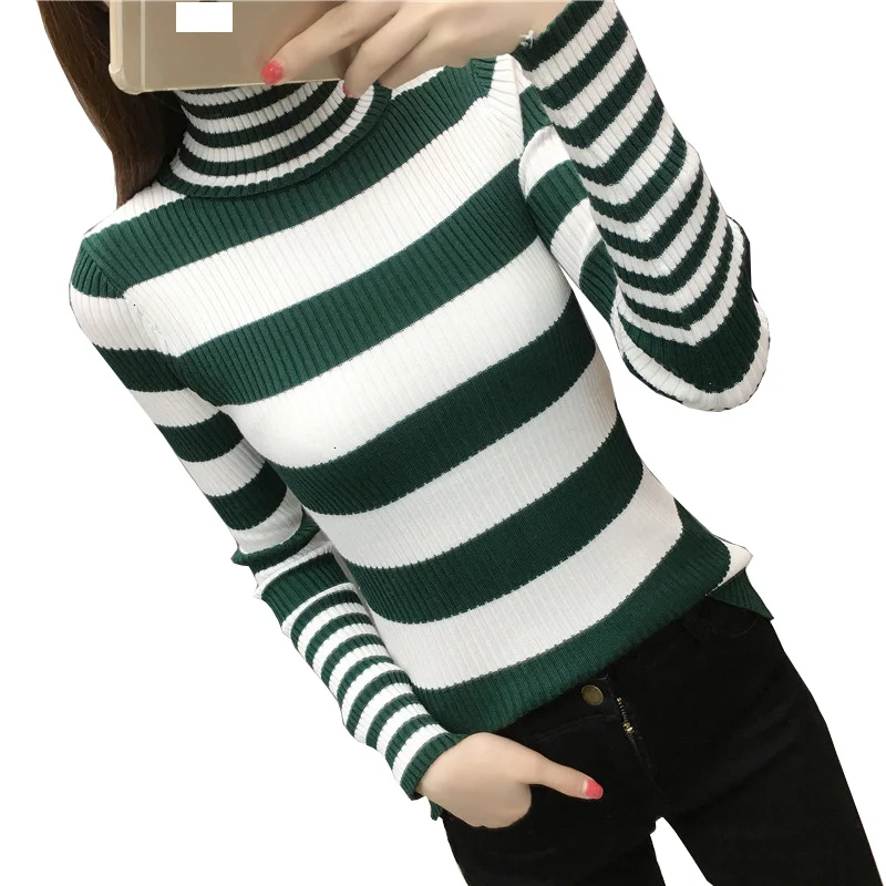 

Thick Hot Women's sweaters and sweaters Restore winter jumper High elasticity Soft used stripe Trui Femme Pull YM972