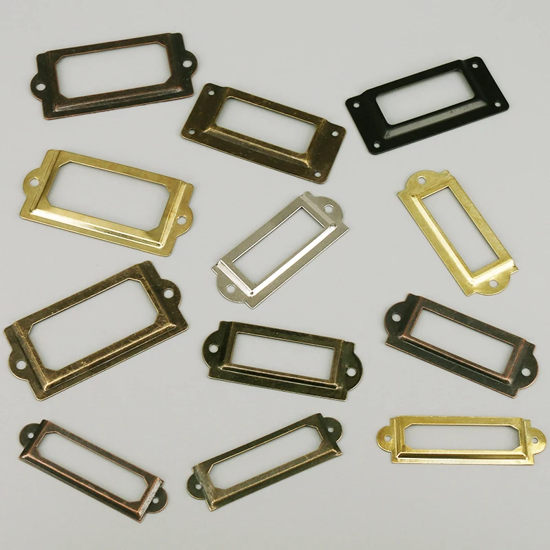 10 pezzi per biblioteca da ufficio, cassetto, armadietto, etichetta per carta, porta etichette, struttura in metallo con viti, nero, bronzo, oro, argento - immagine 4