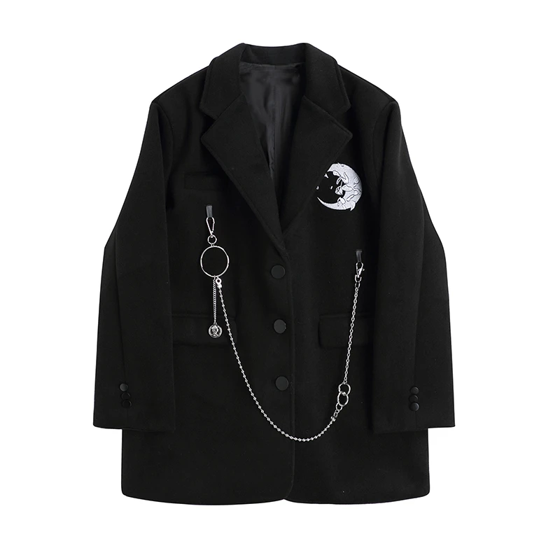 Vintage Goth Women Punk Gothic Black Blazer Harajuku Streetwear Metal