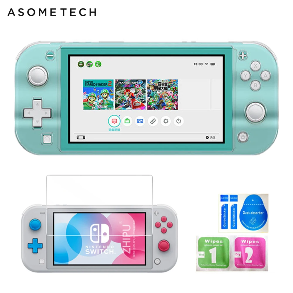 Жесткий Чехол для ПК с кристаллами Nintendo Switch Lite прозрачный чехол Mini закаленное