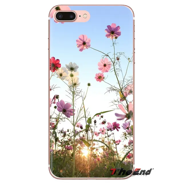 Pink Flower Blue Sky Hd Wallpaper Silicone Phone Cover Bag For