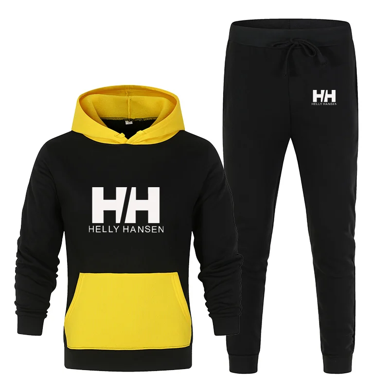 

Fashion New Autumn And Winter Contrast Stitching Sportswear Suit Track Field Fitness Leisure Two-Piece Poodie Sweater