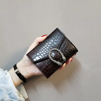 

Ins New 2020 Fashion Crocodile Design Women's Purse Short Three Fold Small Pocket Card Bag