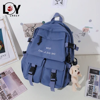 

Tooling Style Women's Backpacks Large Capacity School Bags For Teens Backpack Embroidery Cute College Woman Multi-pockets Bags