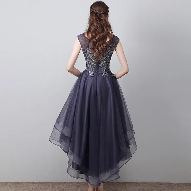 Robe de soiree/фиолетовое короткое переднее длинное платье для выпускного вечера на спине элегантное кружевное вечернее платье принцессы vestido de festa