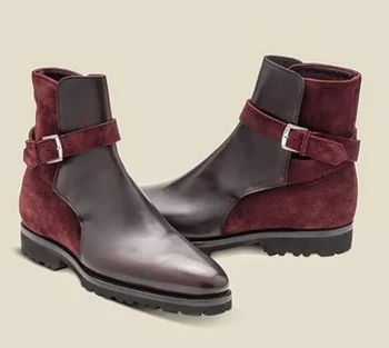 

Men's Shoes New Fashion High Quality Handmade Pu Leather Boot Casual Stylish Business Buckle Strap Boots Zapatos De Hombre HB105