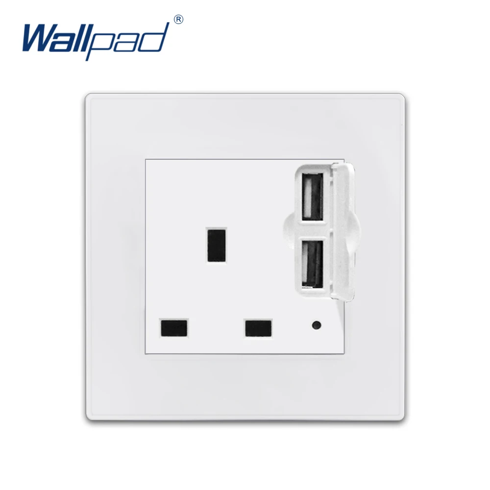 

2 USB 3 Pin 13A Socket Wallpad Luxury White Wall Power Electrical Outlet Sockets PC Panel 5V 3.1A