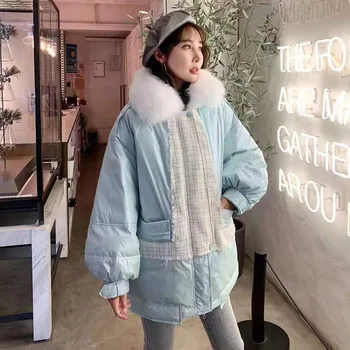 

female coat winter jacket women 2019 thick warm down jacket with hat natural real fox fur collar solid color parka real fur