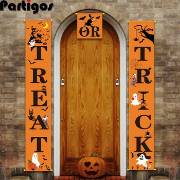 

Halloween Door Couplet TRICK OR TREAT Door Banner Curtain Panel Decor Ghost Festival Couplets Party Doorway Hanging Decoration