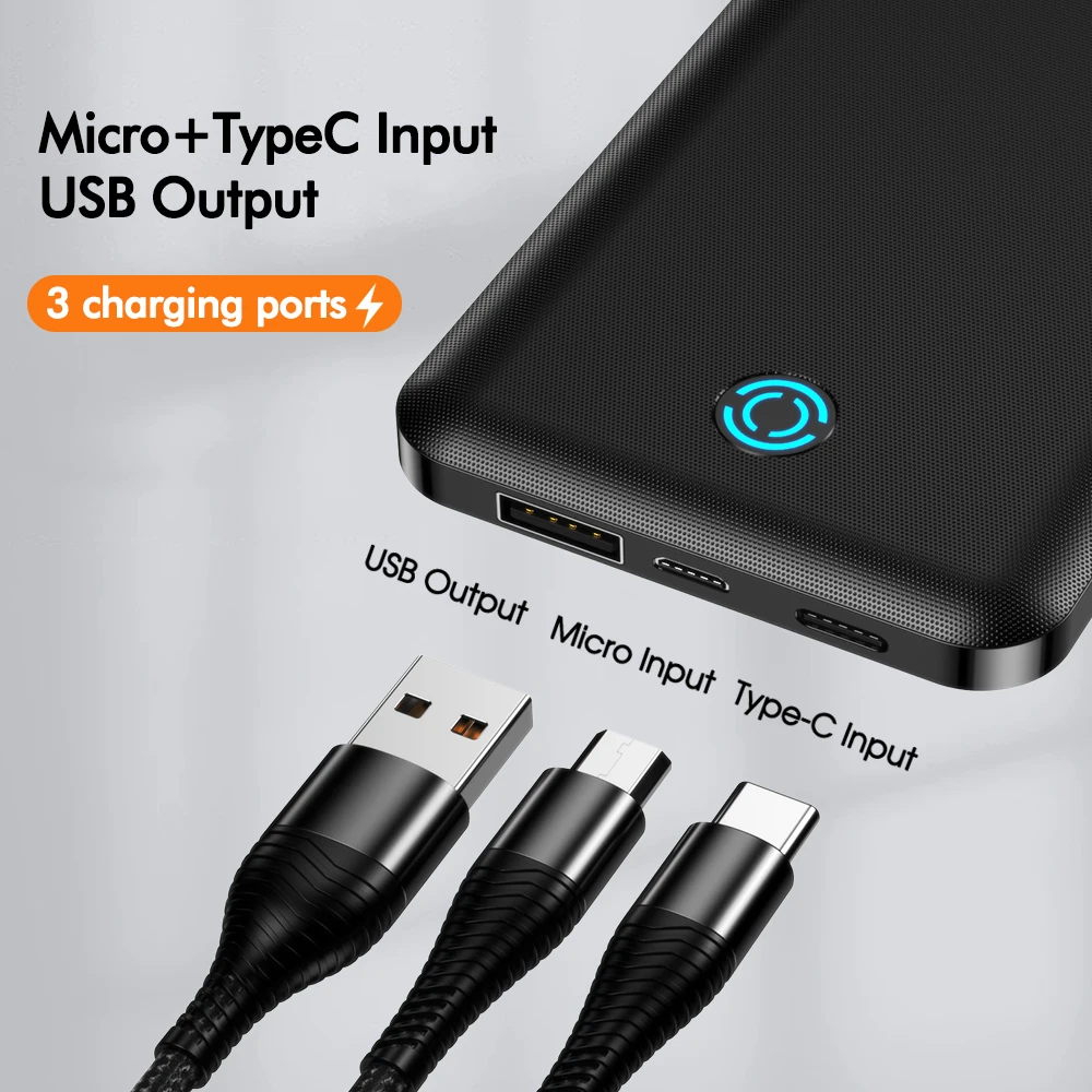 YKZ Power Bank 10000Mah Type C USB Mini Portable Charger Travel Power Bank Fast Charge Mobile Phone Powerbank 10000 Fast Charger