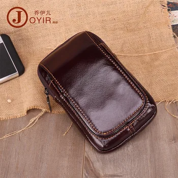 

Men's Real Leather Leisure Outdoor Running Purse Head Layer Cowhide Retro Male Phone Packages In Male