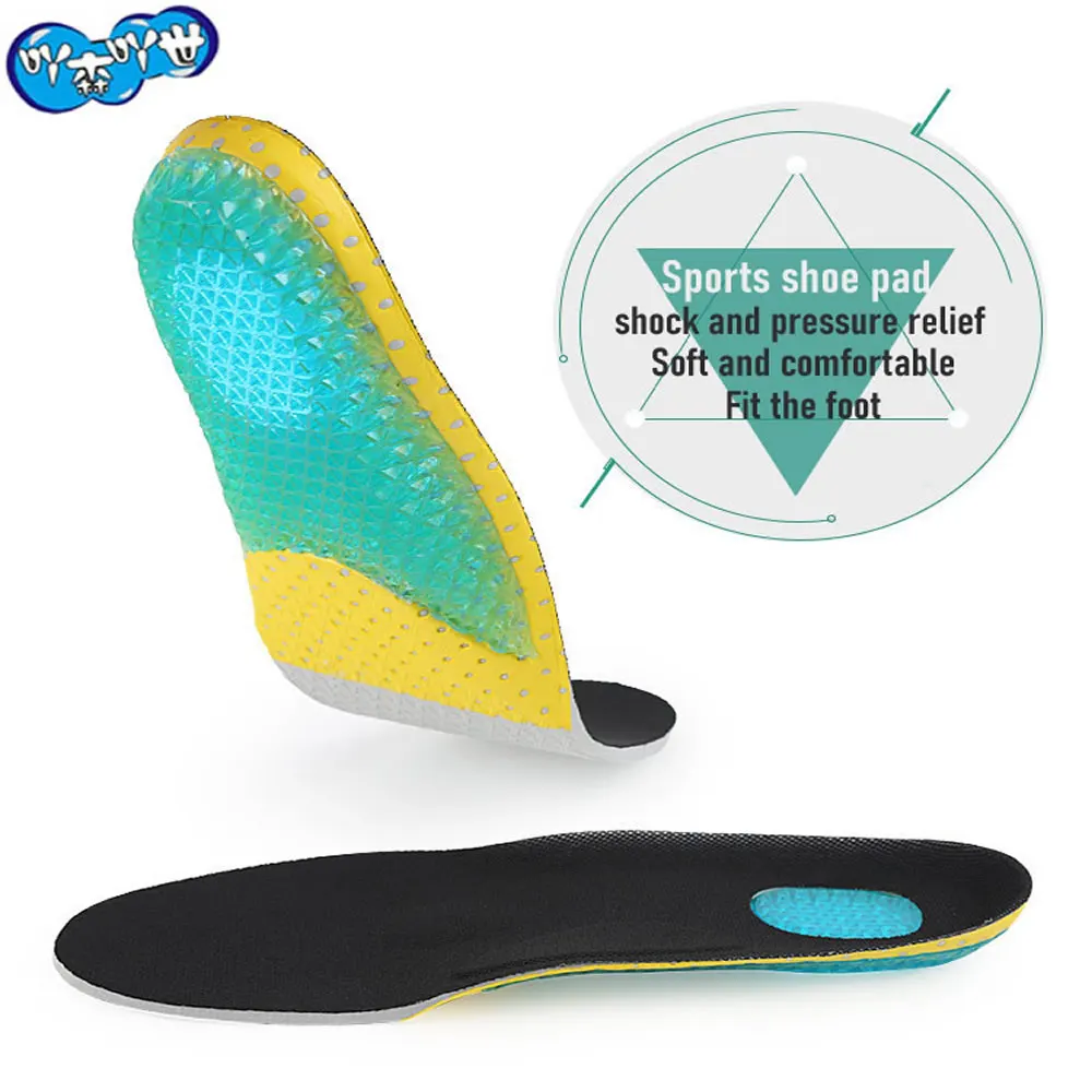 

Silicone Gel Sports Inserts PU Comfortable Full Pad Eva Running Insole Mesh Shock Absorption Cushion For Men and Women