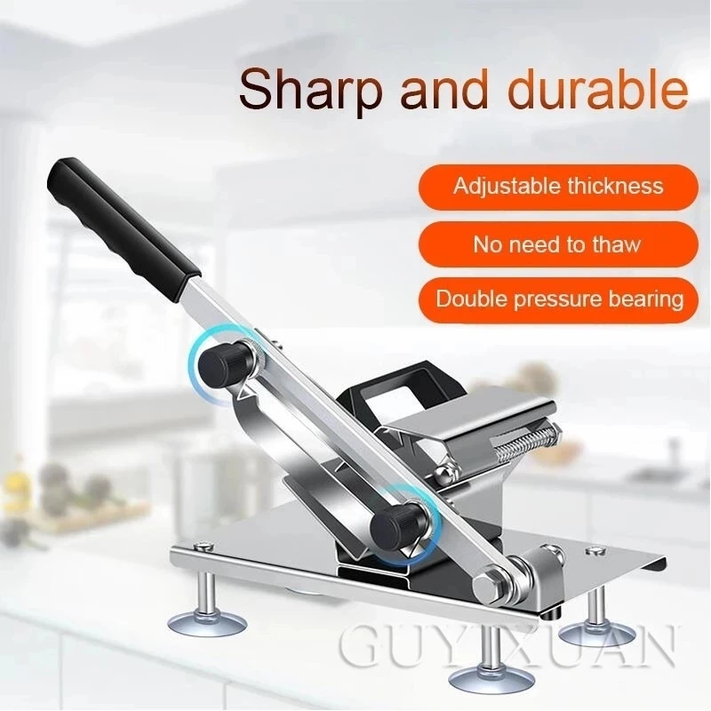 Household Small meat slicer Mutton roll slicer stainless steel Manual Frozen cut beef roll machine Fruit and vegetable Slicer 6