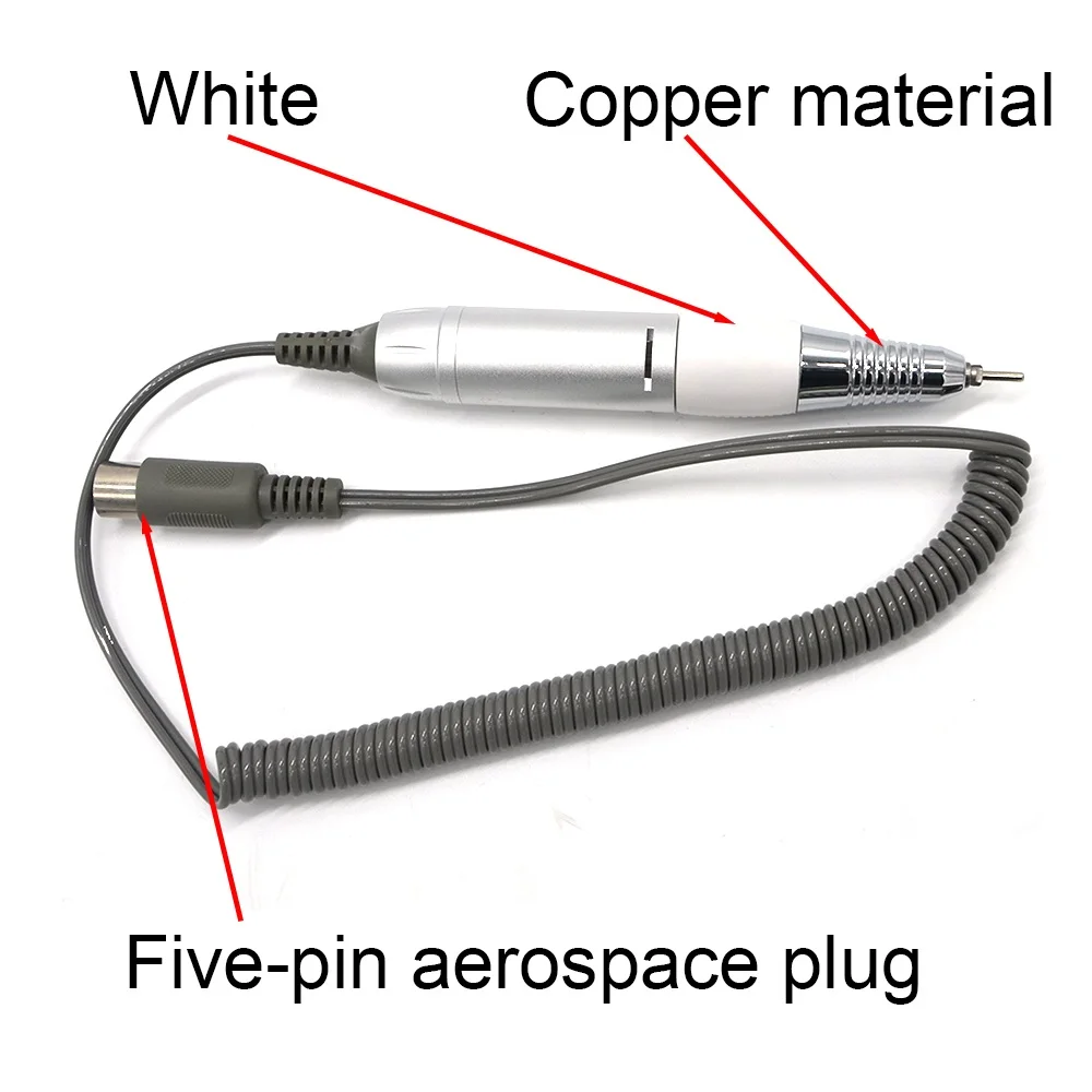 35000 об/мин, профессиональный электрический Фрезер для сверления ногтей ручка для маникюра и педикюра, фрезер на Ручка наконечника инструменты штекером постоянного тока для подключения к/пять контактный разъем - Цвет: White-5-C