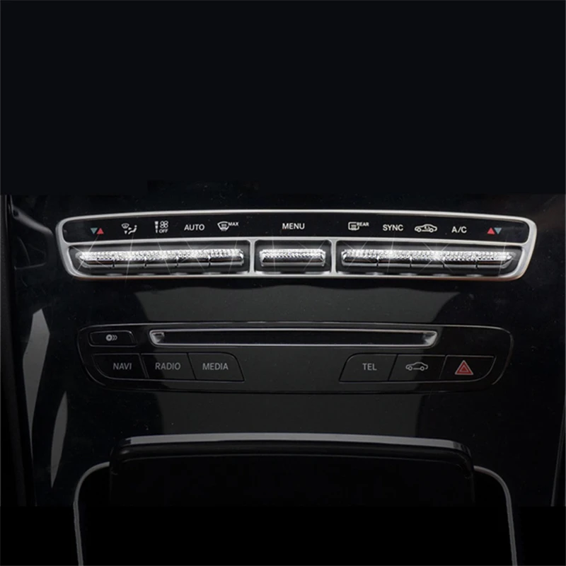 Алмазная воздушная Кнопка кондиционера наклейки для Mercedes-Benz c-class c200l интерьера mo0dification c180l e300 glc260 высокого качества