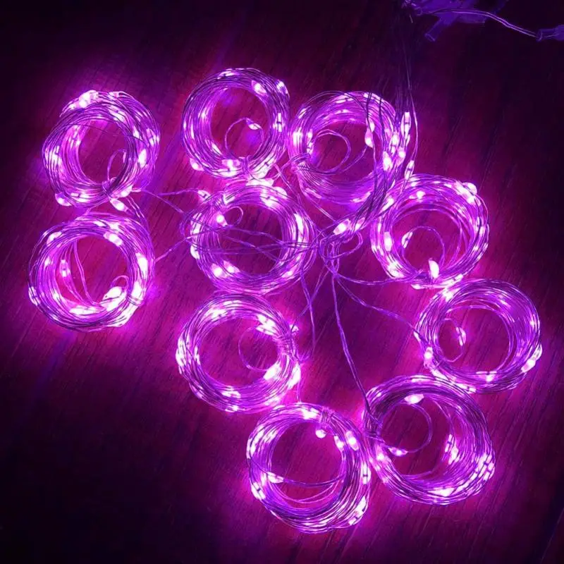 3x3m pink Светодиодный светильник-гирлянда с серебряной проволокой, теплая белая Гирлянда, украшение для дома, Нового года, свадьбы, вечеринки, питание от батареи, тесто, USB, 3 м - Испускаемый цвет: 3x3m pink