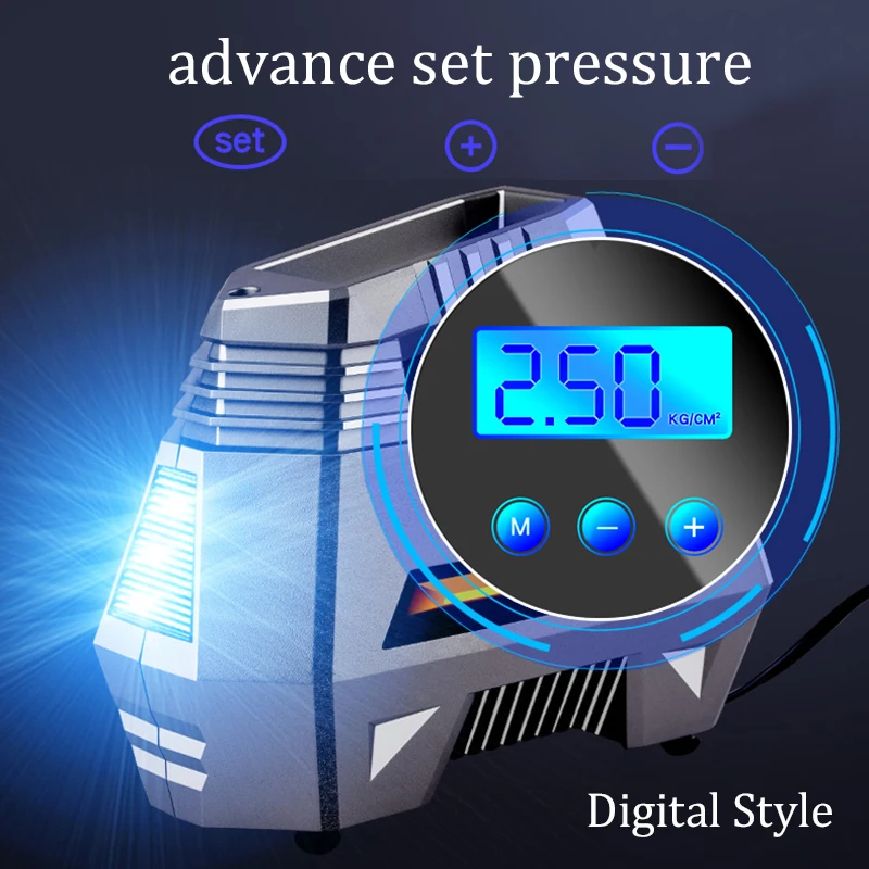 Portable Air Compressor Tire Inflator- Car Tire Pump With Digital Pressure Gauge(150 Psi 12V DC) Bright Emergency Flashlight