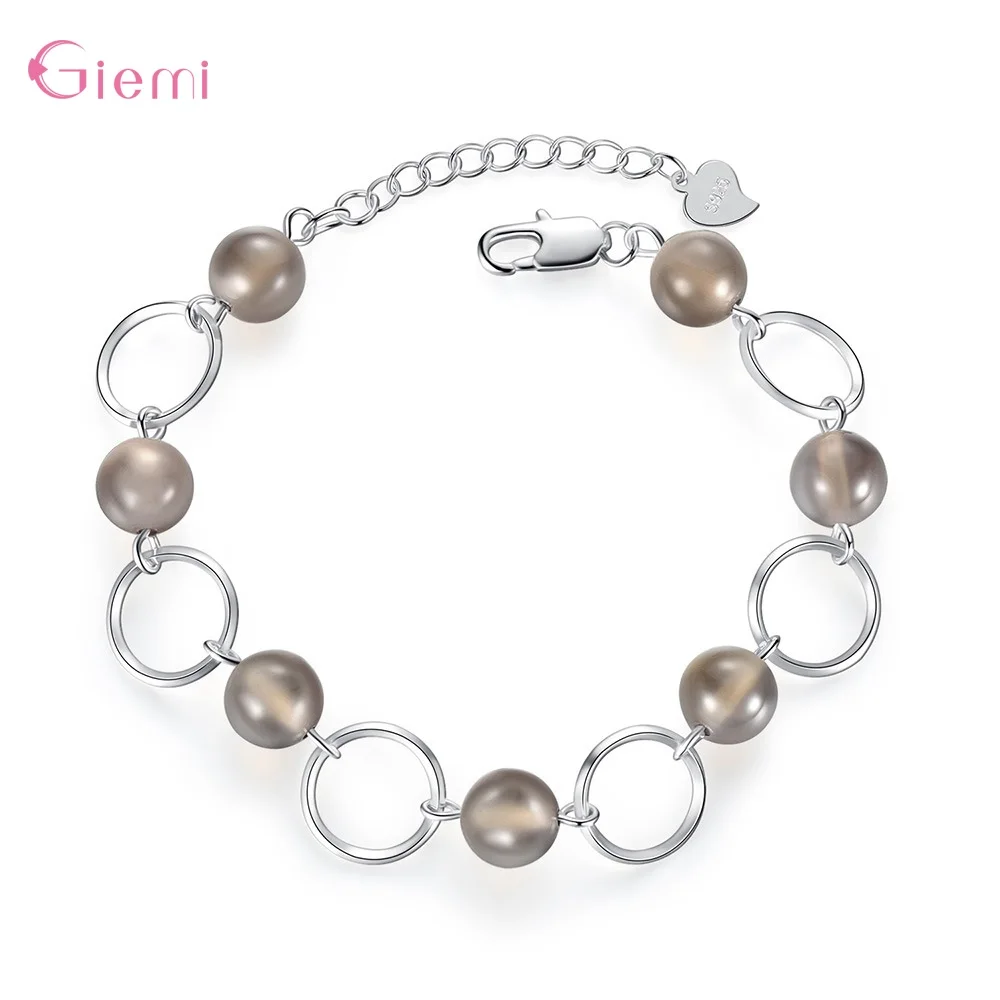 Модные ювелирные изделия ручной работы для женщин и девушек, 925 пробы, серебряный браслет с жемчужными подвесками, Круговой Браслет, модное ювелирное изделие
