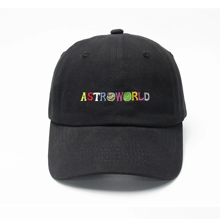 Черный Трэвиса Скотта Astroworld бейсболка для мужчин и женщин унисекс вышивка хлопок папа шляпа хип-хоп бейсболка кепка-trucker кепки Гольф регулируемая - Цвет: Черный