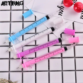 

1PCS Novelty Syringe Pen Syringe Peculiar Shape Cute Stationery Ballpoint Pen Candy Color Bullet 38mm Automatic Ballpen