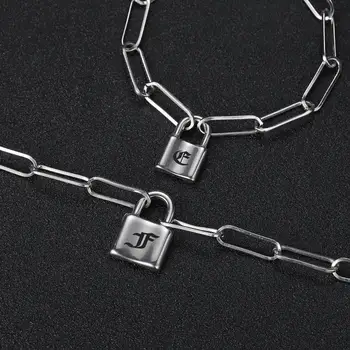 

Hip Hop Necklace Lock Women/Men Punk Rock Padlock Pendant Necklace Emo Grunge Goth Jewelry/Simple Chain Link Lock Custom Collier