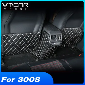 

Vtear For peugeot 3008 Accessories Car armrest Anti-kick pad leather Protective Case Car Anti-dirty mat cover 2018 2019 2020