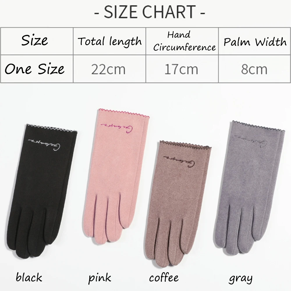 Тонкие женские теплые перчатки с самонагревающимся слоем, женские модные повседневные перчатки с сенсорным экраном, осенне-зимние ветрозащитные корейские перчатки с вышивкой