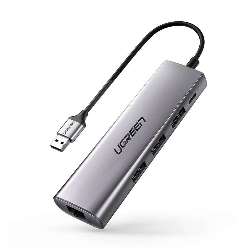 ABS Shell Ugreen USB Ethernet адаптер USB 3,0 к RJ45 3,0 концентратор для MacBook Air Ethernet адаптер Сетевая карта USB Lan - Цвет: ABS Shell