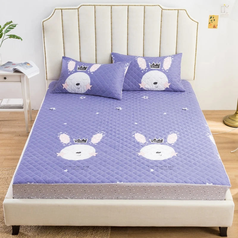 Quilted Cotton Fitted sheet Mattress Cover with Elatistic Ultra Soft Breathable Twin/Queen/King size Bed Cover set Pillowcases
