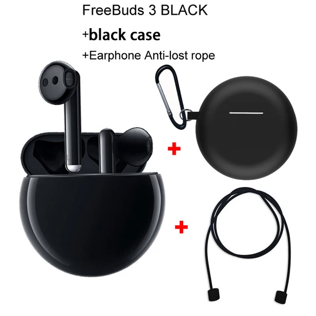 Black Blk case Rope Версия HUAWEI FreeBuds 3 Bluetooth беспроводные наушники kirin A1 Tap управление быстрая Беспроводная зарядка - Цвет: Black Blk case Rope