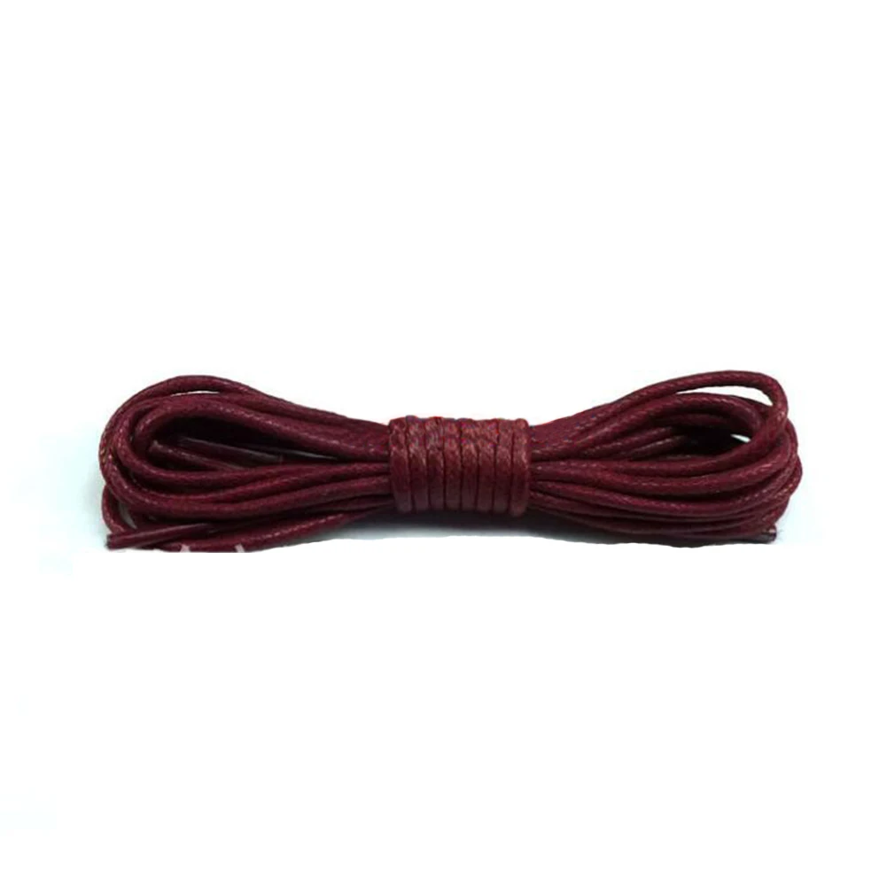 Burgundy 1 пара однотонных вощеных хлопковых круглых шнурков модные классические унисекс Водонепроницаемые кожаные шнурки для обуви 80 см 120 см - Цвет: Burgundy