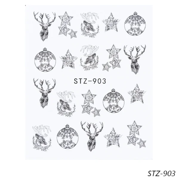 1 шт рождественские наклейки для дизайна ногтей Зимняя Снежинка переводная наклейка Слайдеры для украшения ногтей Маникюрные CHSTZ892-905 - Цвет: STZ-903