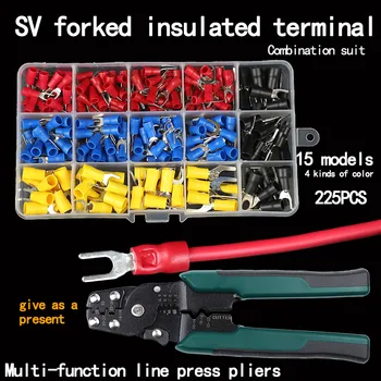 

SV1.25-4 Wiring Terminal U-Shaped Fork Lug Copper Y-Type Insulation Terminal Cable Lug 15 Kinds of SV Suit