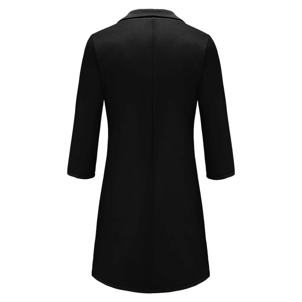 Women Black Blazer Office Formal Long Sleeve Coat New Long Autumn Double-breasted Slim Sexy Ladies Office Wear Coat Outwear