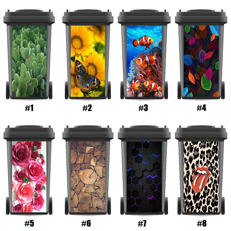 New Fashion Modern Wheelie Rubbish Bin Cover 3d Wall Sticker Vinyl Self