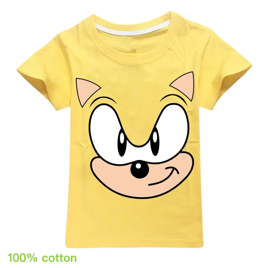 Модная спортивная летняя футболка Sonic для мальчиков и девочек короткая с