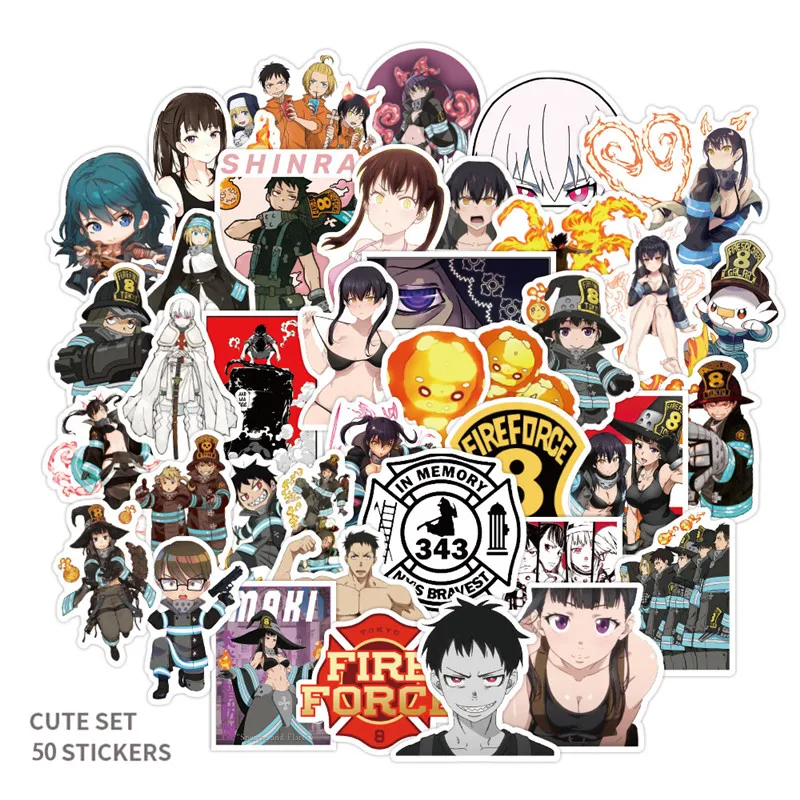 

50pcs Anime Fire Force Sticker Shinra Kusakabe Stickers Waterproof Graffiti Skateboard Sticker For Laptop Notebook Computer Cars