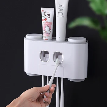

Automatic Squeezing Toothpaste Dispenser Tooth Brush Holder Toothbrush Case Storage Wall Mount Rack Bathroom Accessories Set