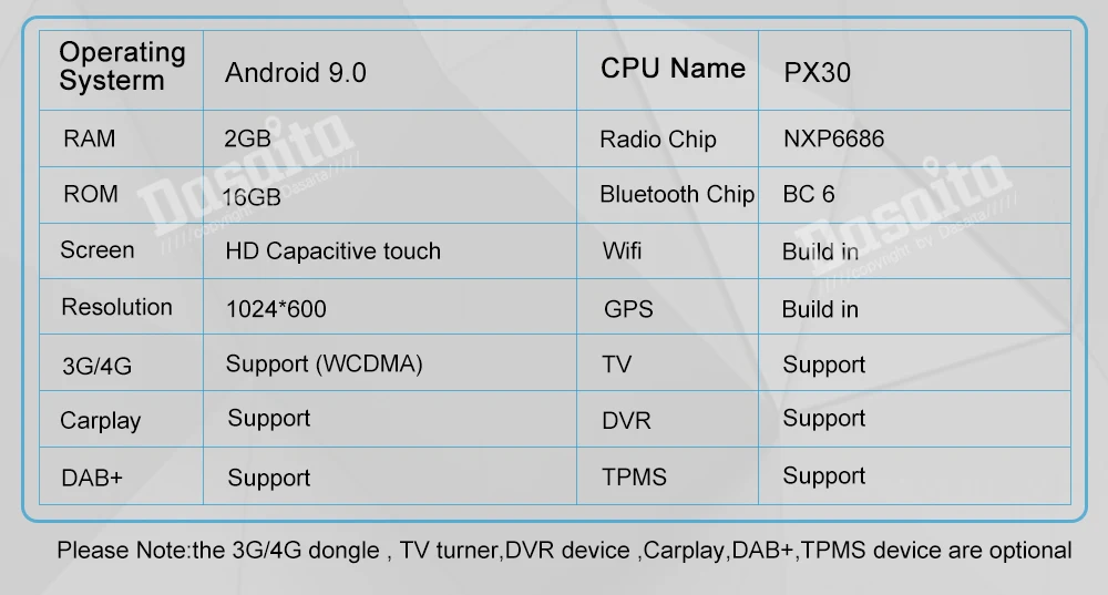 Dasaita " Android 9,0 Автомобильный gps плеер Navi для Toyota Prado 120 2004-2009 с 2G+ 16G четырехъядерным процессором без DVD радио мультимедиа 4G