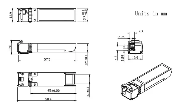 10G SFP+ BIDI LC SMF 80km TX1490/RX1550(TX1550/RX1490) трансивер C-temp
