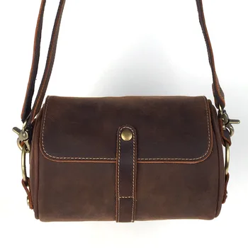 

Retro Fashion Genuine Leather Men's and Women's Small Cylinder Cowhide Simple Single Shoulder Bag Personality Messenger Bag