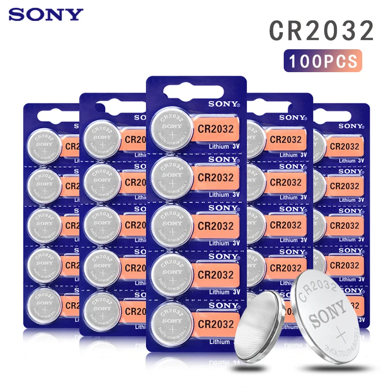 100 шт. SONY 3 в CR2032 2032 кнопочный аккумулятор высокой емкости ECR2032 KL2032 5004LC литиевая