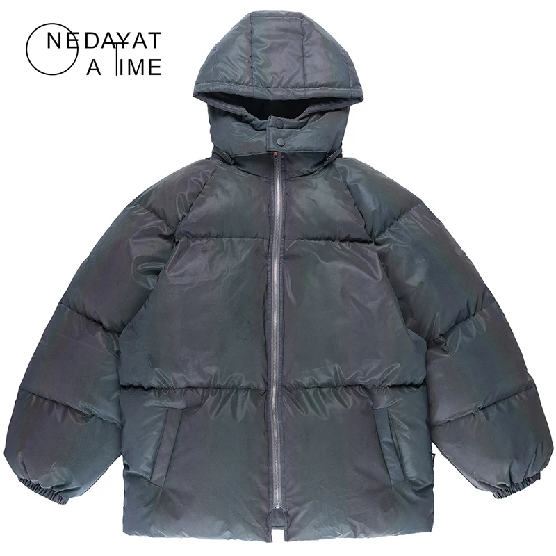 

3M Reflective Men Windbreaker Hip Hop Hooded Jacket Parka AB Rainbow Color Warm Jackets Harajuku Coat Thick Outwear Streetwear