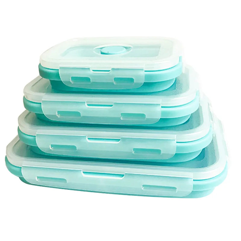 

4pcs Collapsible Containers Silicone Food Storage Microwave Fridge Lunch Box FP8