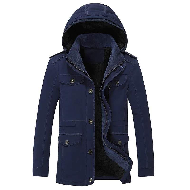 Осень Зима Новая мужская Парка хлопковая одежда большого размера длинное пальто уличная Холодная куртка повседневная мужская одежда мужская куртка зима - Цвет: blue