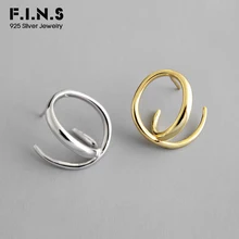 F.I.N.S корейский S925 Стерлинговое Серебро Серьги гвоздики INS Стиль Геометрическая линия женская серьга корейская мода женские серьги