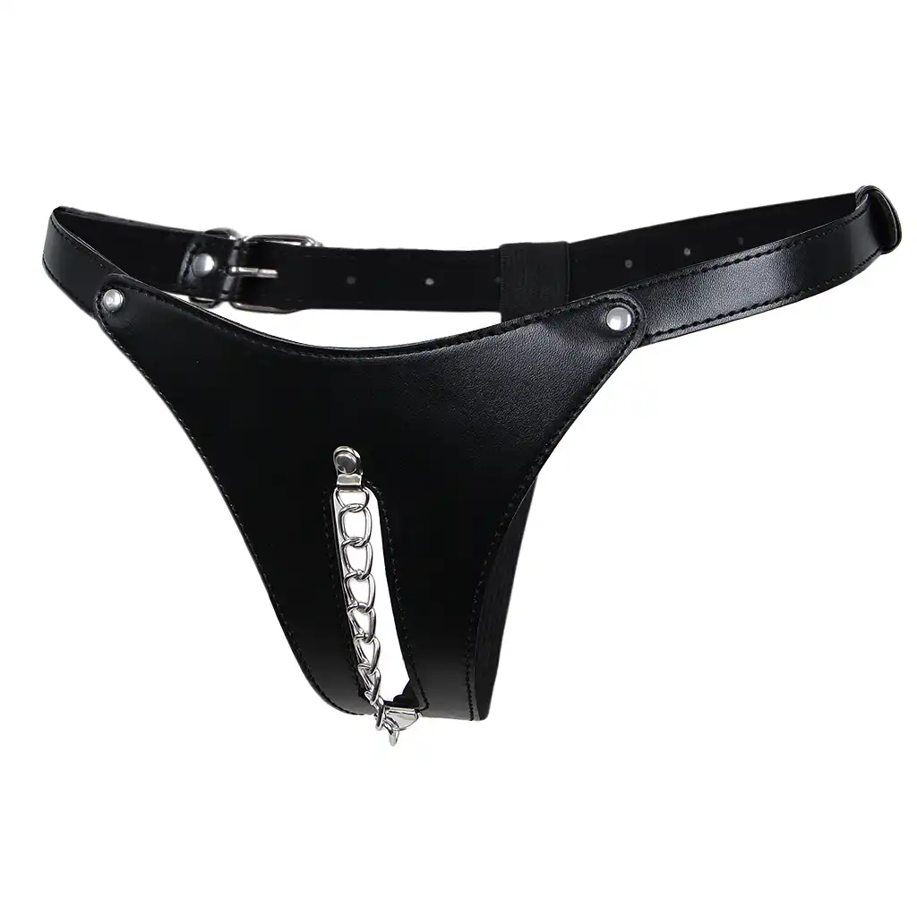 black leather thong